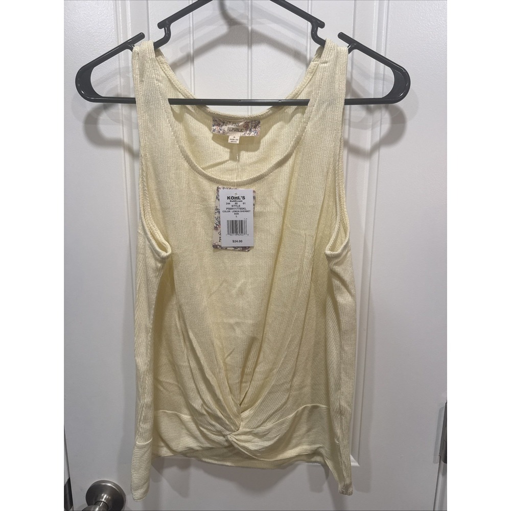 Pink republic yellow lightweight juniors/women's tank top new size L